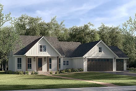Country, Farmhouse, New American Style, Ranch, Traditional House Plan 80889 with 3 Beds, 3 Baths, 3 Car Garage
