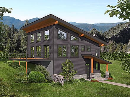 Coastal, Contemporary, Modern Garage-Living Plan 80912 with 2 Beds, 2 Baths
