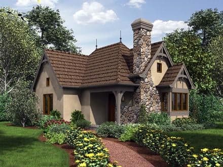 Cottage, Craftsman, One-Story, Tuscan House Plan 81251 with 1 Beds, 1 Baths