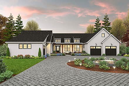 Farmhouse, Ranch House Plan 81334 with 4 Beds, 5 Baths, 3 Car Garage