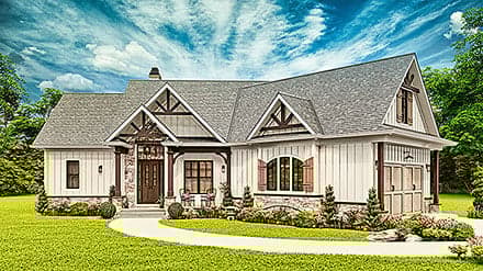 Craftsman, New American Style, Ranch House Plan 81649 with 3 Beds, 2 Baths, 2 Car Garage