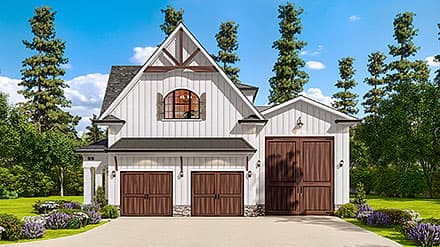 Cottage, Craftsman, European, French Country Garage-Living Plan 81681, 2 Car Garage