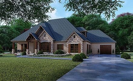 Craftsman, European House Plan 82356 with 4 Beds, 5 Baths, 3 Car Garage