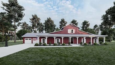 Country, Farmhouse, Southern House Plan 82515 with 5 Beds, 4 Baths, 2 Car Garage