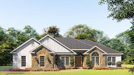 Bungalow, Craftsman, French Country, Traditional House Plan 82556 with 4 Beds, 3 Baths, 2 Car Garage