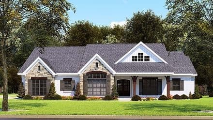 Country, Farmhouse, One-Story, Ranch, Traditional House Plan 82558 with 3 Beds, 3 Baths, 2 Car Garage