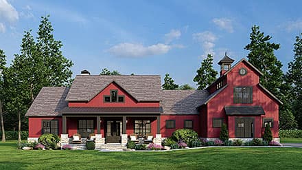 Barndominium, Country, Farmhouse House Plan 82748 with 3 Beds, 4 Baths, 2 Car Garage