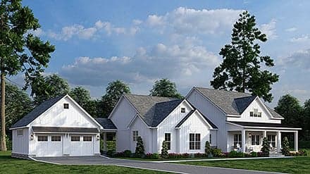 Barndominium, Farmhouse House Plan 82766 with 3 Beds, 3 Baths, 2 Car Garage