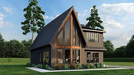 A-Frame, Cabin House Plan 82790 with 3 Beds, 3 Baths