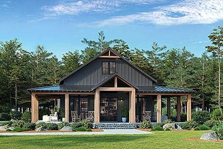 Barndominium, Country, Farmhouse House Plan 82943 with 3 Beds, 2 Baths, 2 Car Garage