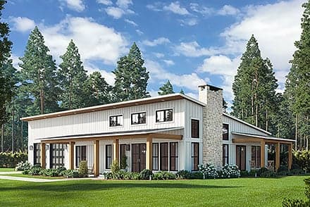 Barndominium, Contemporary, Farmhouse House Plan 82954 with 3 Beds, 3 Baths, 2 Car Garage