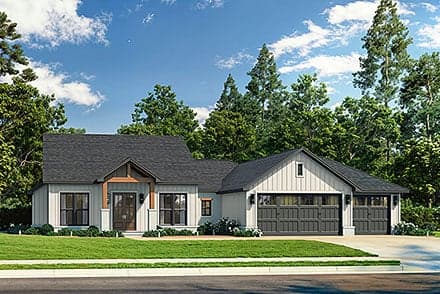 Country, Craftsman, Farmhouse, Southern House Plan 82961 with 4 Beds, 3 Baths, 3 Car Garage