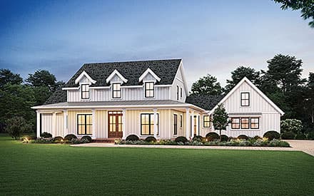 Country, Farmhouse House Plan 83509 with 4 Beds, 5 Baths, 3 Car Garage