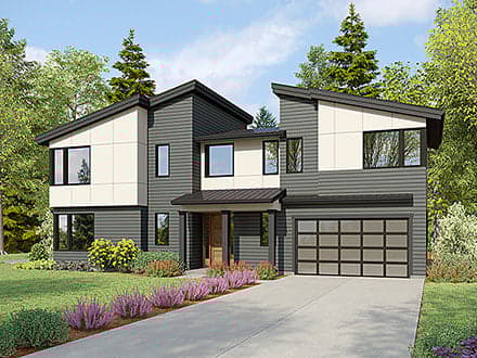 Contemporary House Plan 83584 with 3 Beds, 3 Baths, 2 Car Garage