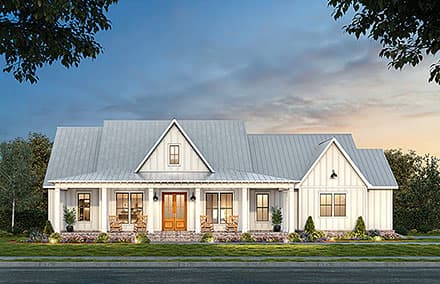 Country, Farmhouse, New American Style House Plan 84707 with 3 Beds, 3 Baths, 2 Car Garage
