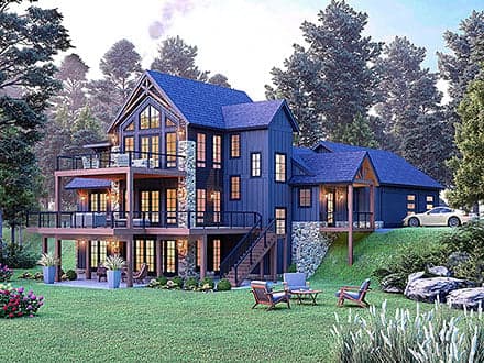 Contemporary, Country, Craftsman, New American Style House Plan 84879 with 4 Beds, 5 Baths, 3 Car Garage