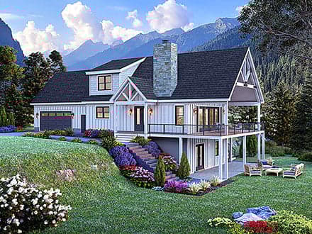 Contemporary, Cottage, Country, Farmhouse House Plan 84894 with 3 Beds, 3 Baths, 2 Car Garage