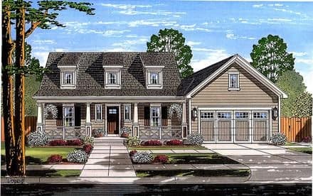 Cape Cod, Country House Plan 98696 with 3 Beds, 3 Baths, 2 Car Garage