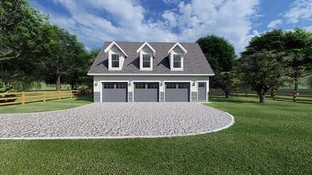 3 Car Garage Apartment Plan 99939 with 2 Beds, 2 Baths