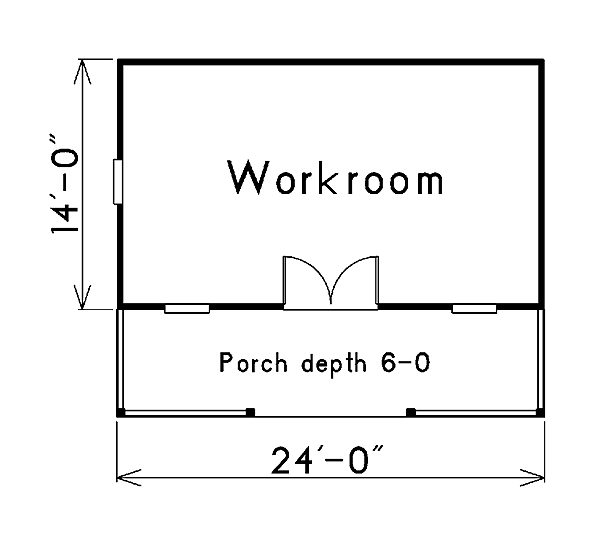 Workroom with Covered Porch - Project Plan 85951