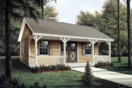 Workroom with Covered Porch - Project Plan 85951