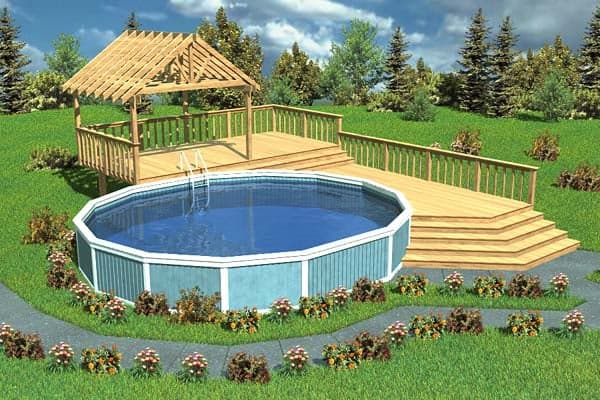 Luxury Split-Level Pool Deck With Trellis - Project Plan 90005