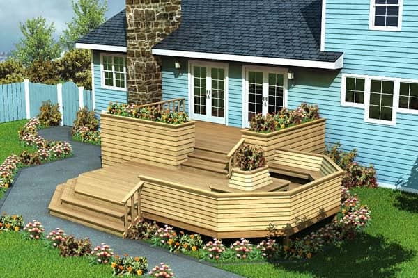 Luxury Split Level Deck Backyard Project Plan 90010 