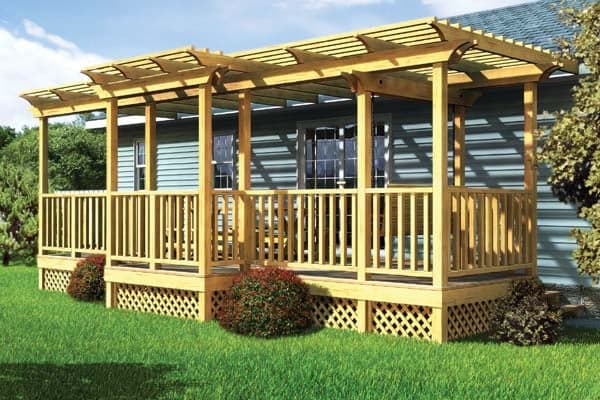 Parallel Porch Deck w/ Trellis and Porch Swing - Project Plan 90016