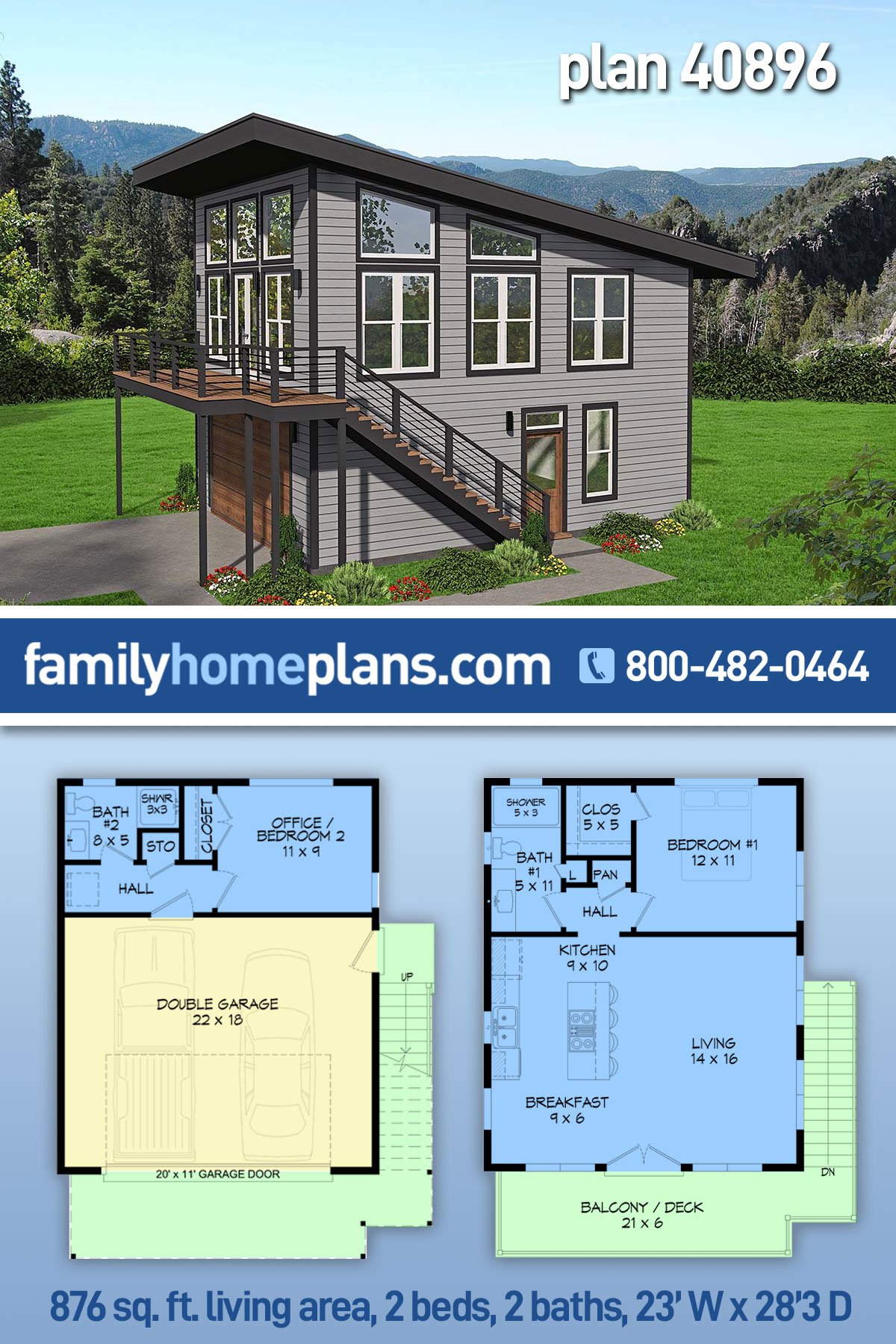 Garage-Living Plan 40896