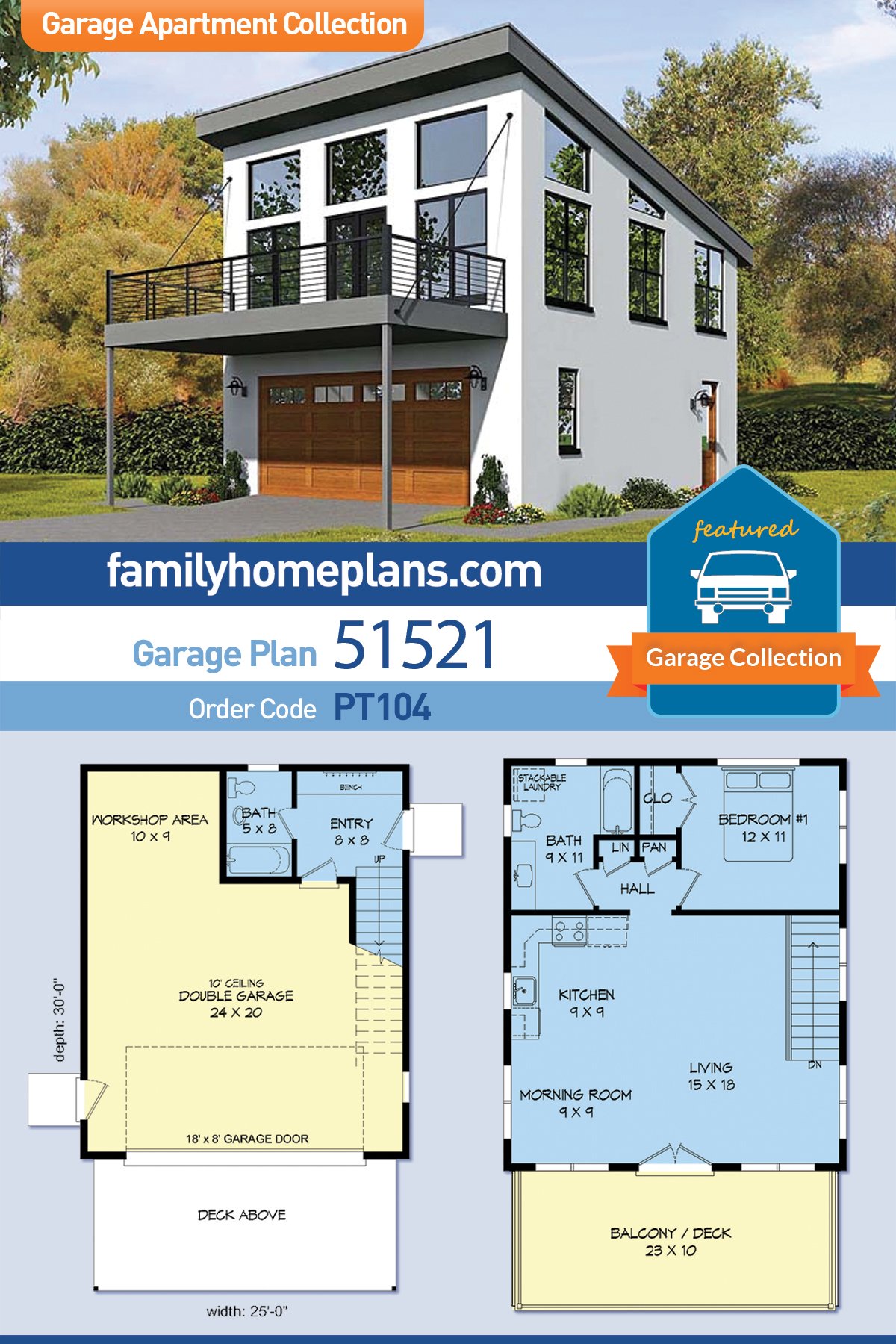Garage-Living Plan 51521