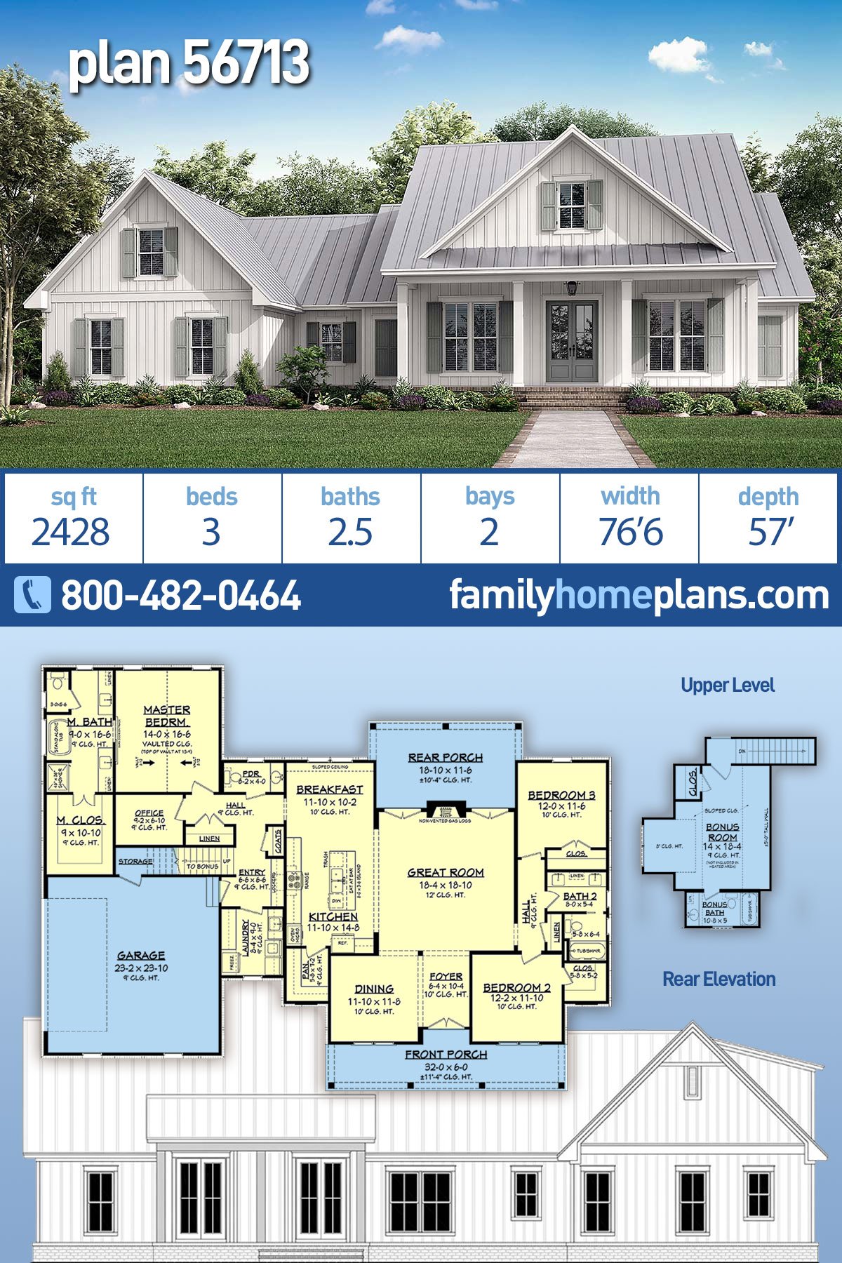 Plan 56713 | Traditional Farmhouse Style House Plan