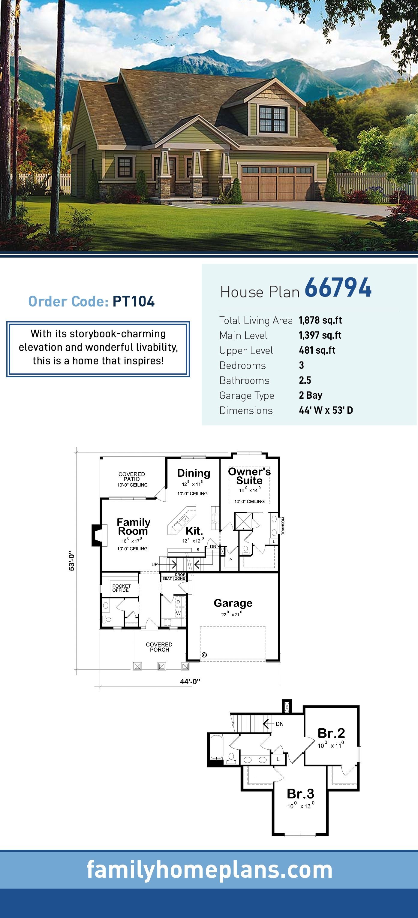 Plan 66794 | Charming Storybook Craftsman Cottage Design