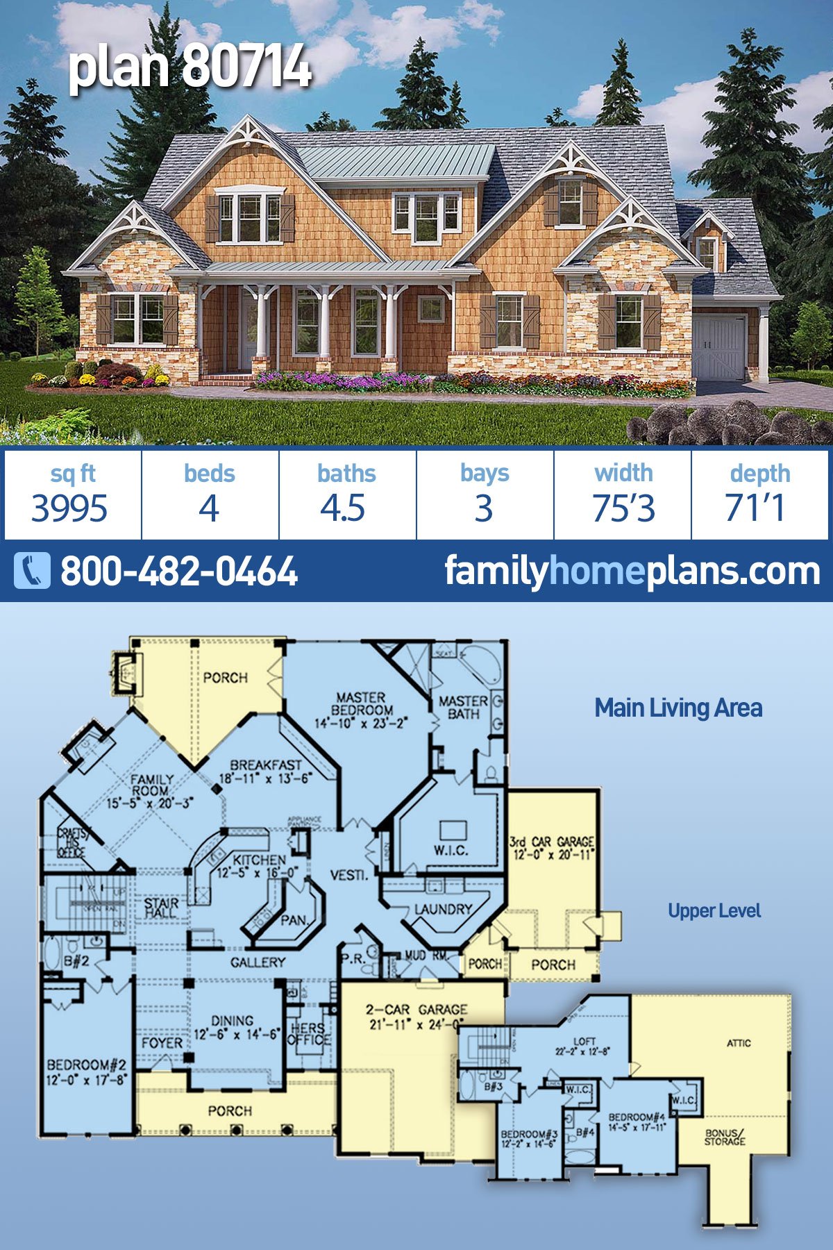 Plan 80714 | Craftsman Style House Plan