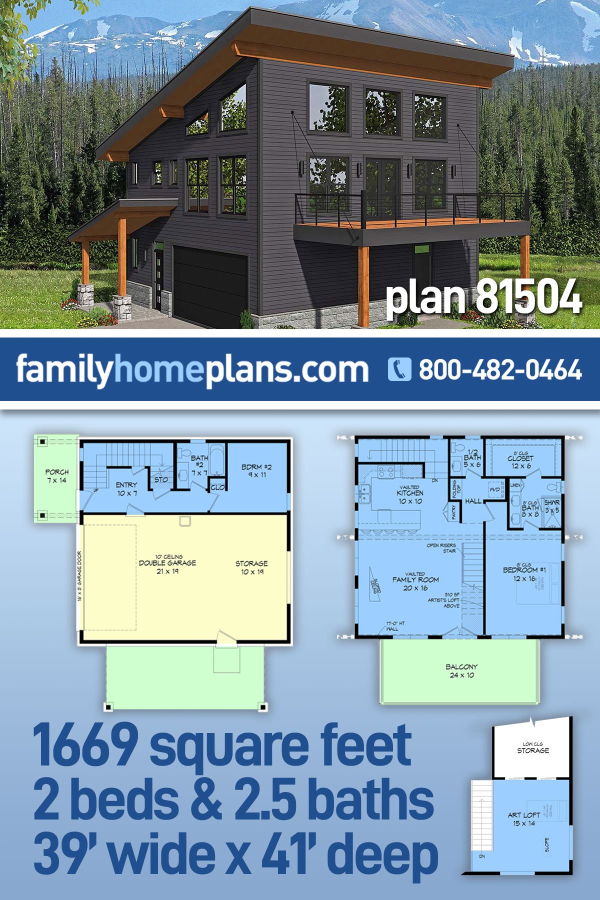 Garage-Living Plan 81504