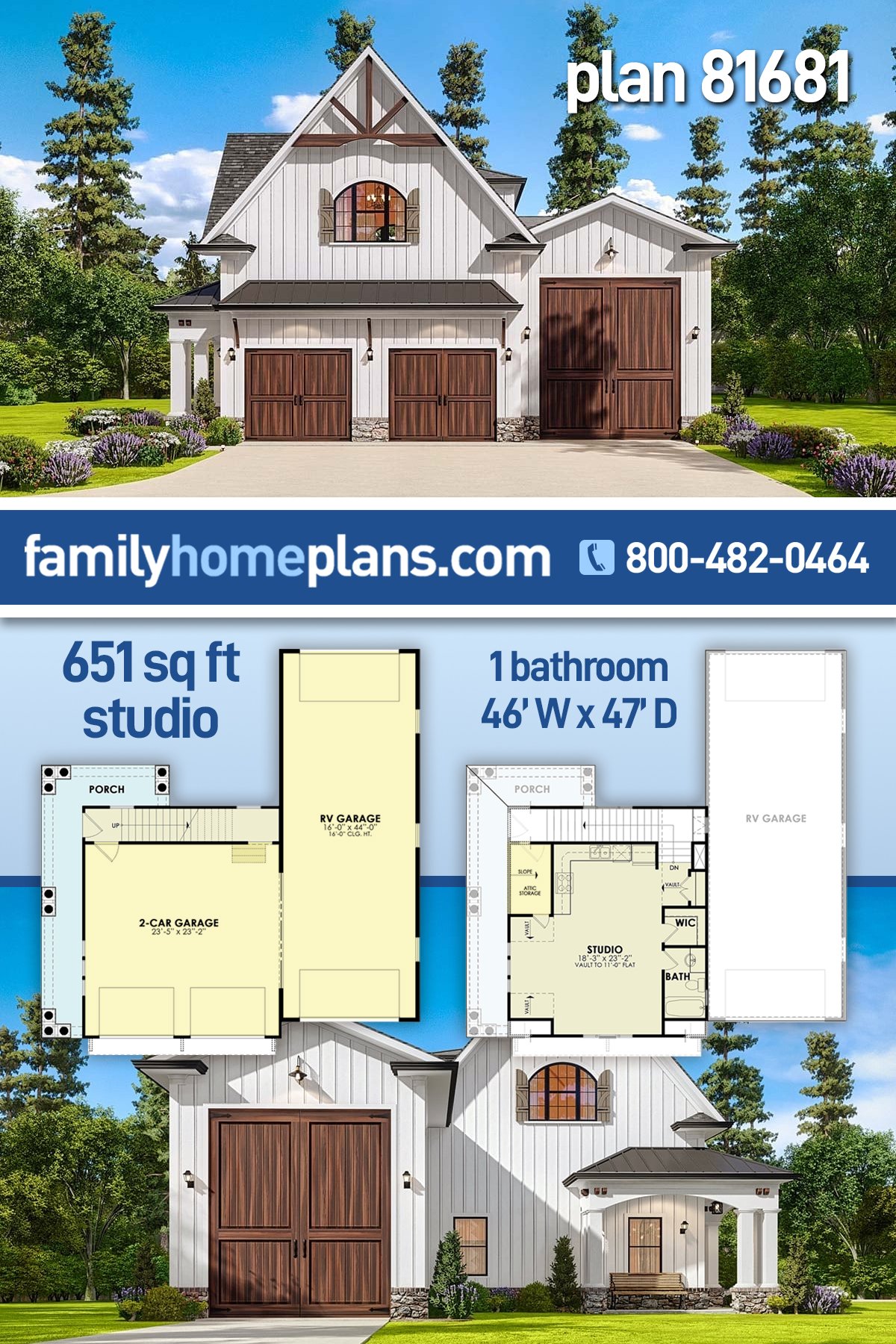 Garage-Living Plan 81681