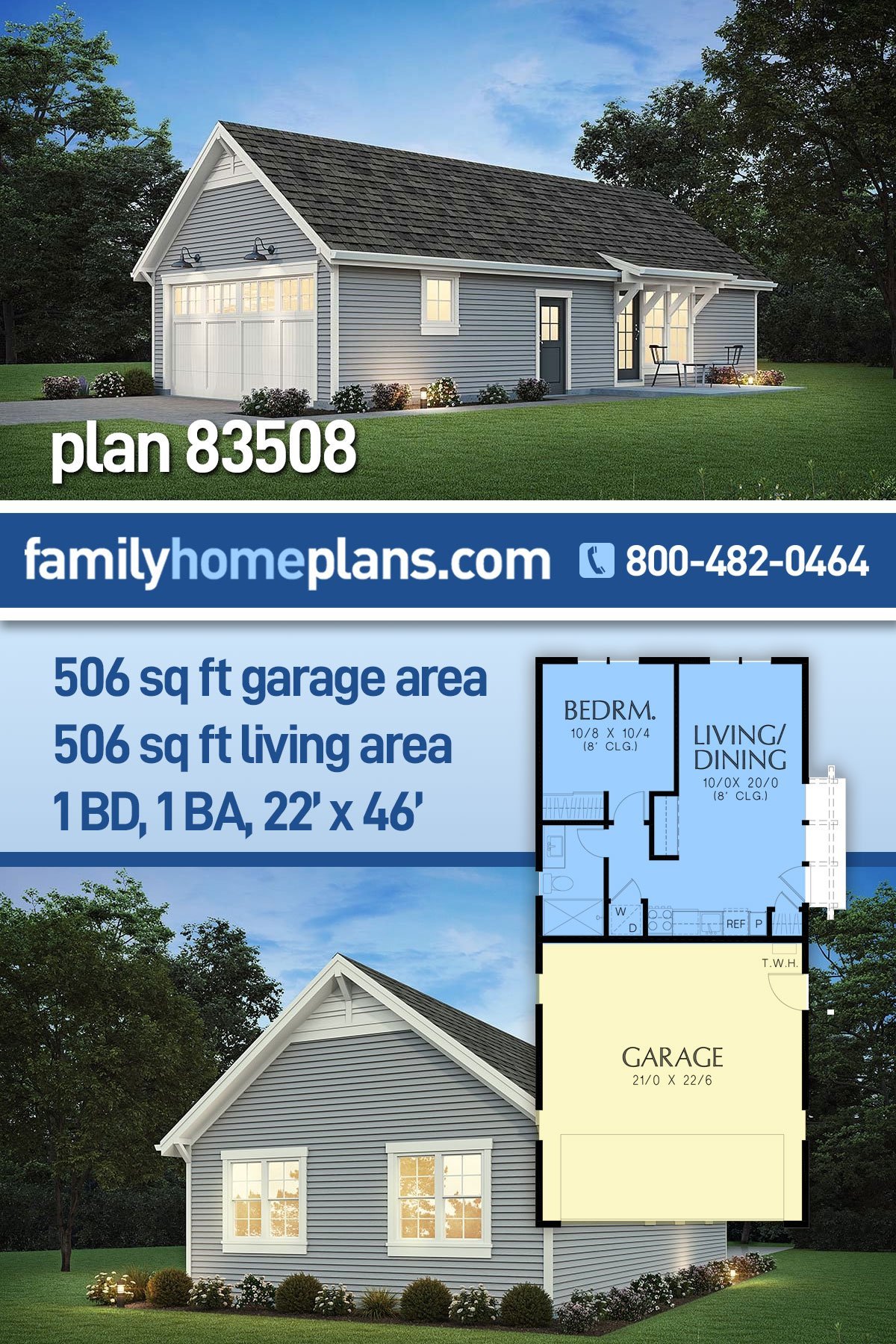 Garage-Living Plan 83508