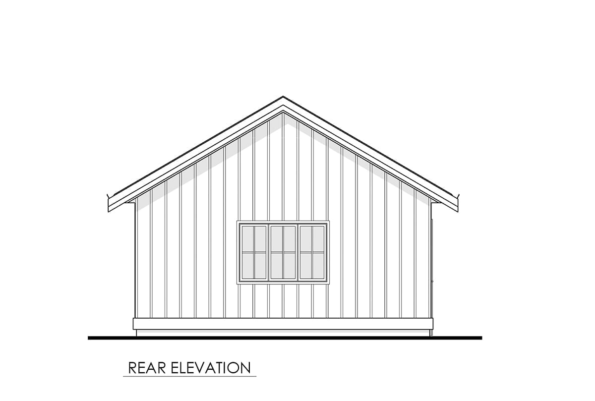 Garage Plan 100131 - 1 Car Garage Rear Elevation