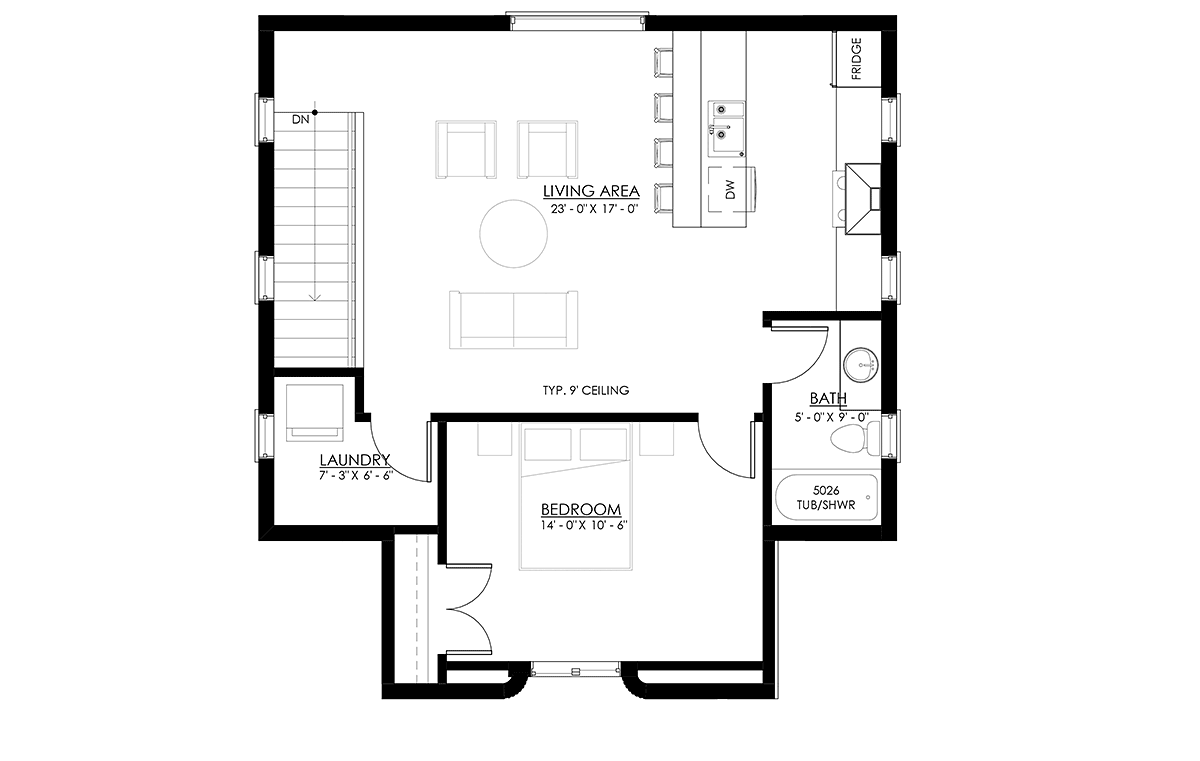 Garage-Living Plan 100136 Level Two
