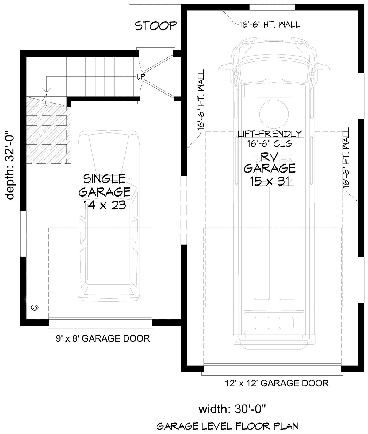 Garage Plan 100301 - 2 Car Garage Apartment Level One