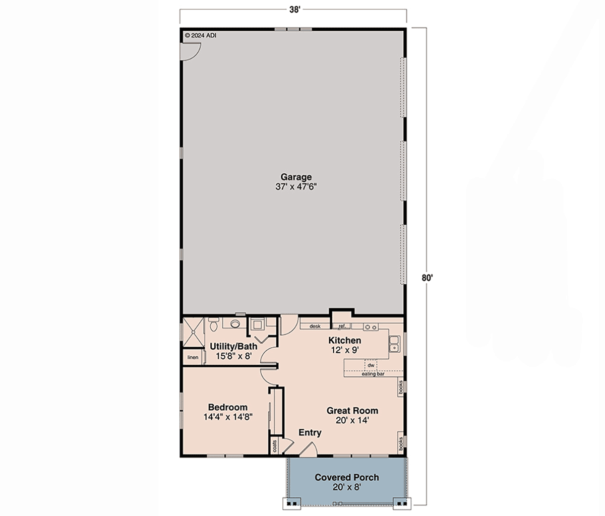 Garage-Living Plan 100801 Level One