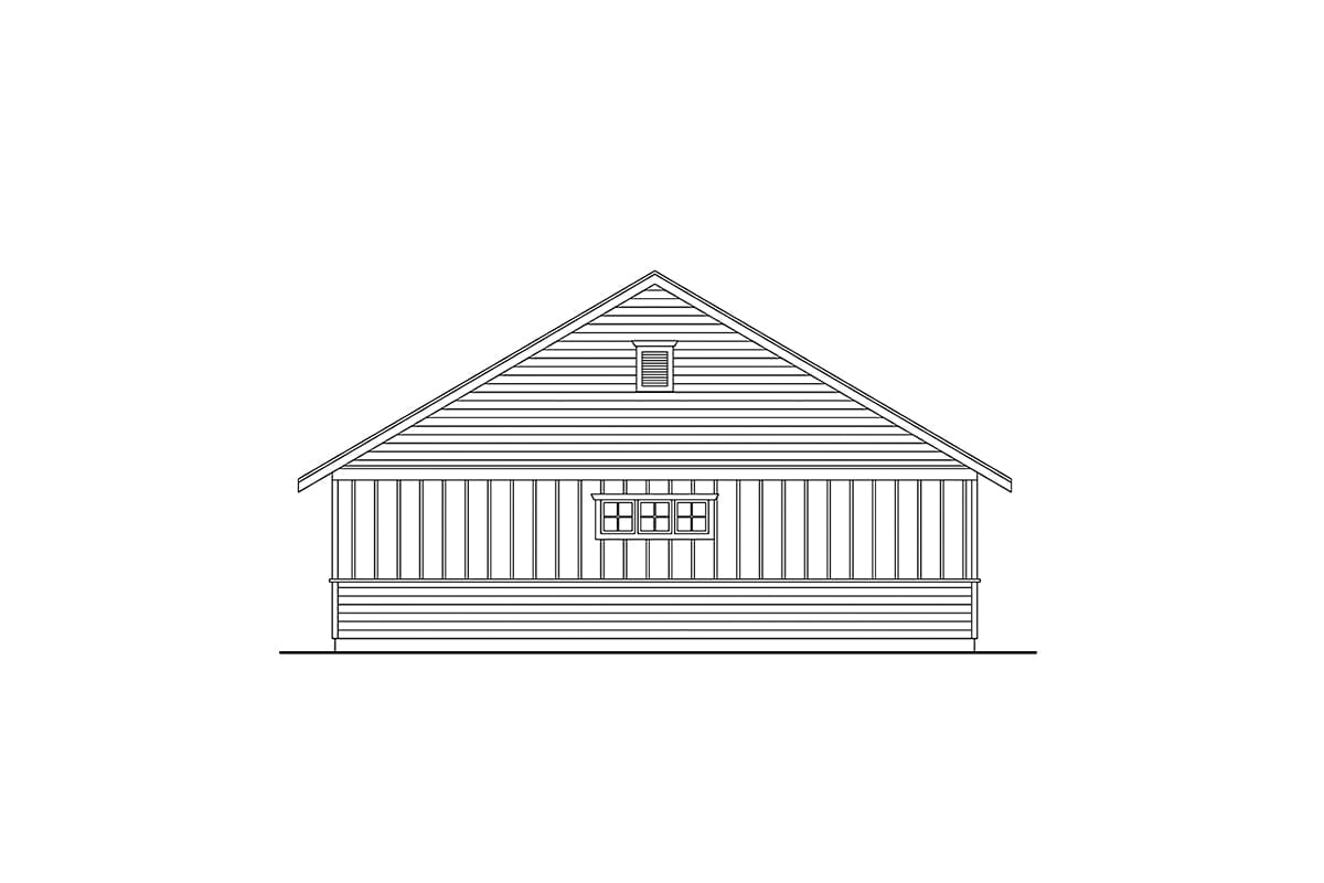 Garage-Living Plan 100801 Rear Elevation