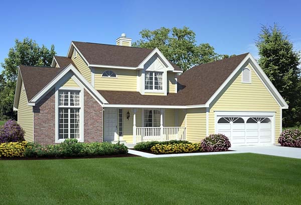 Country, Traditional Plan with 2157 Sq. Ft., 3 Bedrooms, 3 Bathrooms, 2 Car Garage Elevation