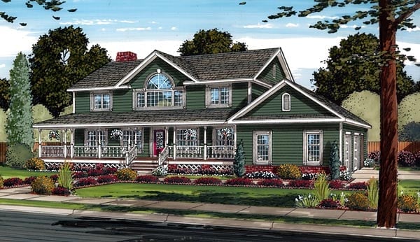 Country, Farmhouse, Southern, Traditional Plan with 2647 Sq. Ft., 3 Bedrooms, 3 Bathrooms, 2 Car Garage Elevation