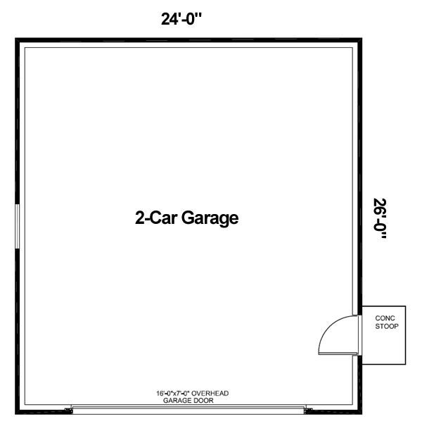 Plan 30001 | Garage - 24 X 26 Two Car Detached Garage with one 16 ...