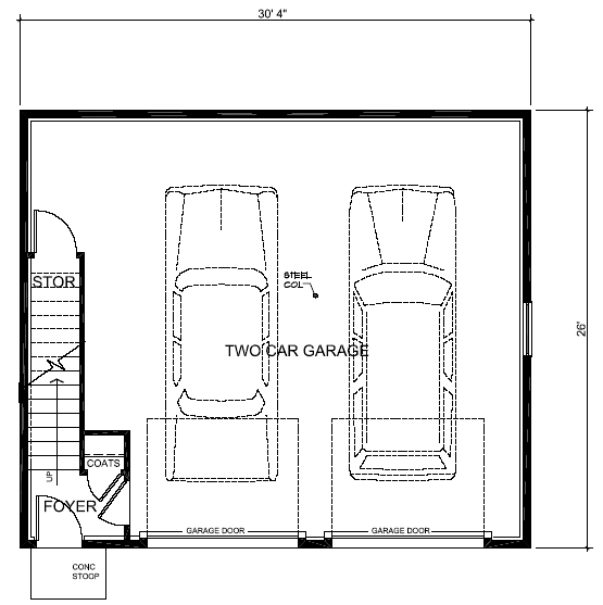 Garage Plan 30030 - 2 Car Garage Apartment Level One