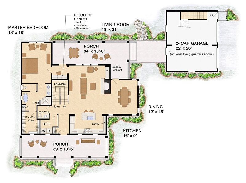 House Plan 30500 Level One