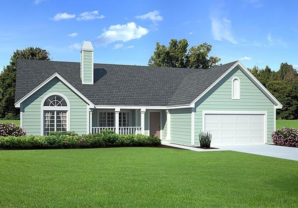 Country, One-Story, Ranch, Traditional Plan with 1831 Sq. Ft., 3 Bedrooms, 3 Bathrooms, 2 Car Garage Elevation