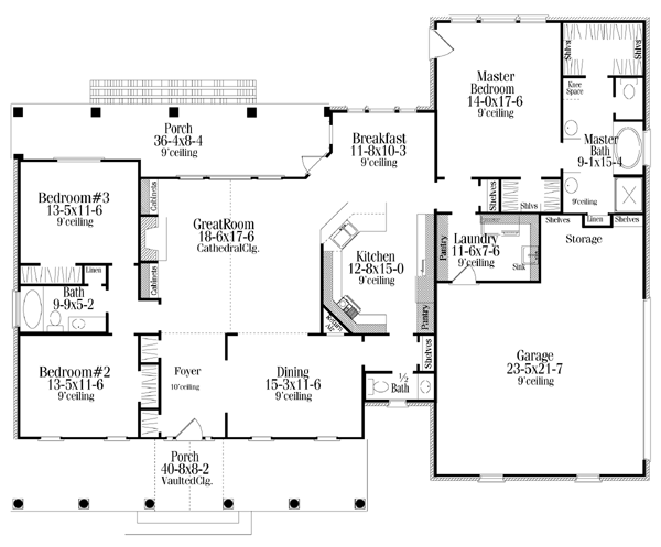 House Plan 40020 Level One
