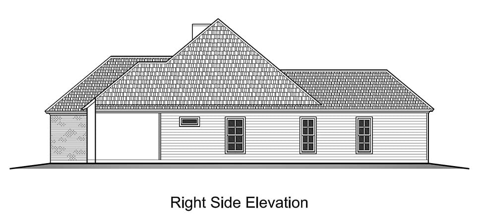 European, French Country Plan with 1609 Sq. Ft., 3 Bedrooms, 2 Bathrooms, 2 Car Garage Picture 2