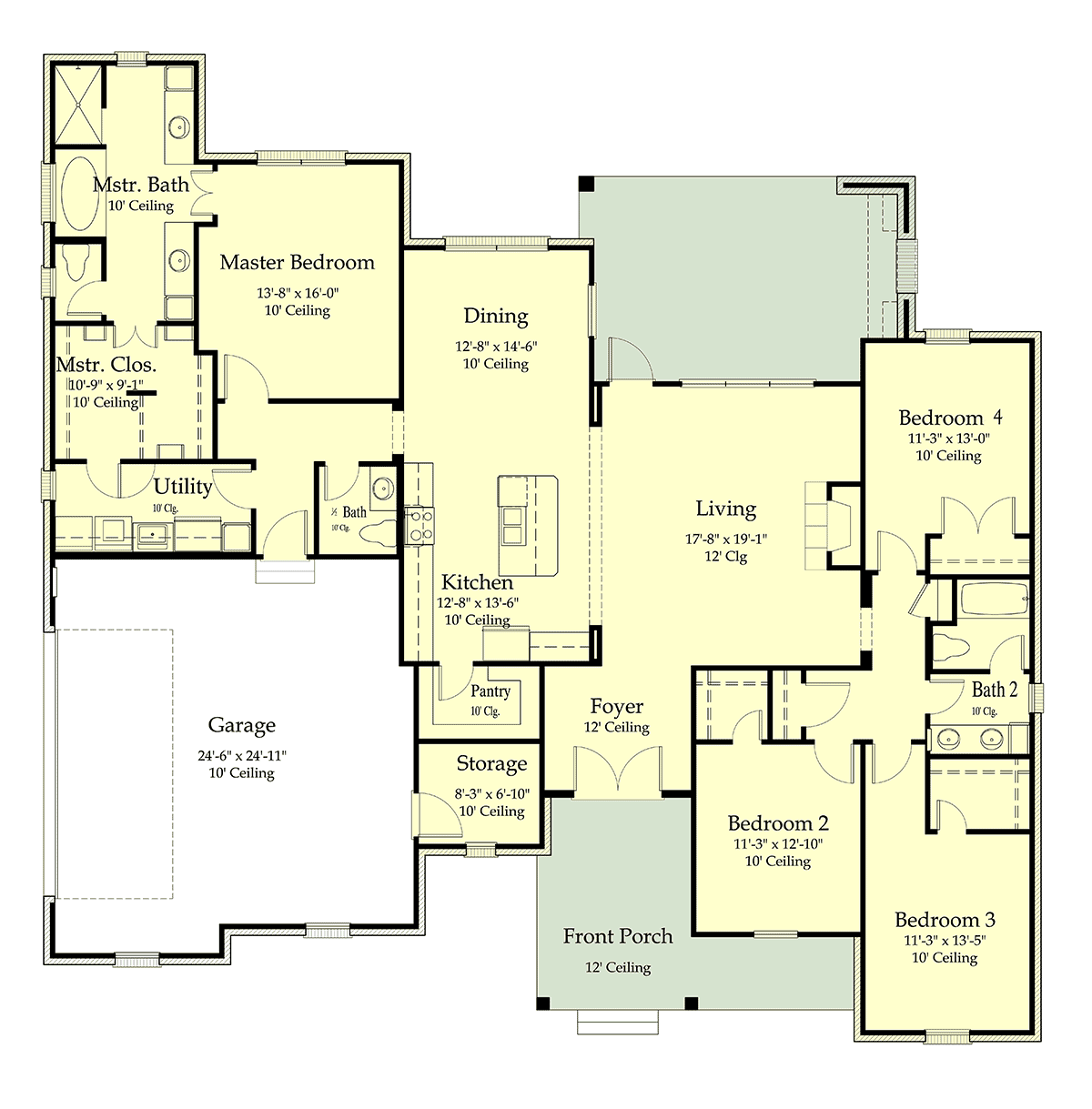 Plan 40355 | Traditional Style with 4 Bed, 3 Bath, 2 Car Garage